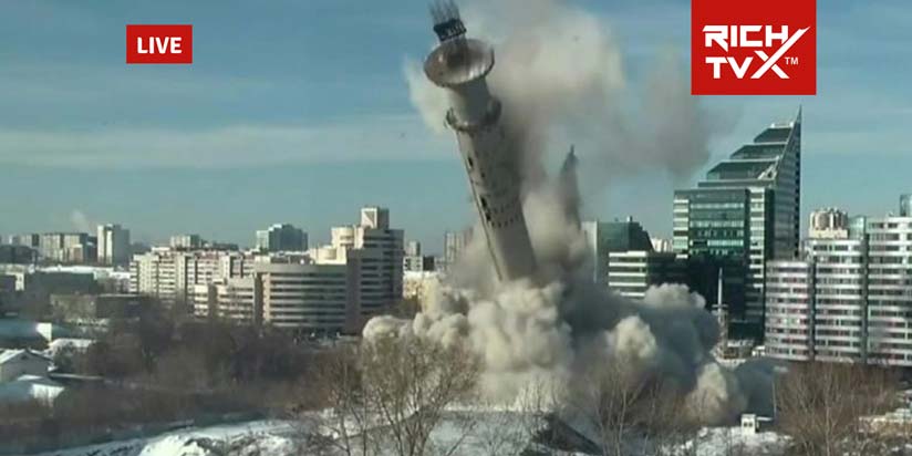 Massive incomplete TV tower in Russia demolished